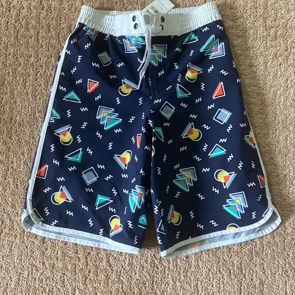 Hanna Andersson Kids Swim Trunks with Geometric Print